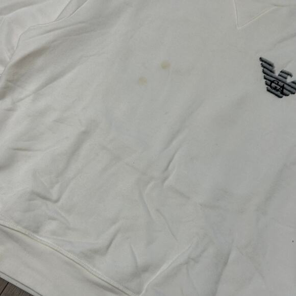 Emporio Armani Cream Gray Logo sweatshirt sweater crewneck size XL B13 - Picture 4 of 9